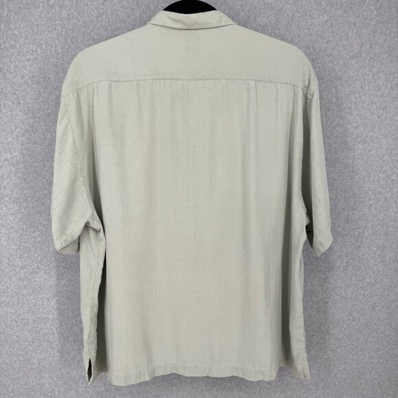 Tommy Bahama Mens Vintage 100% Silk Button Up Shirt Size XXL Green Camp Hawaiian - Picture 2 of 10